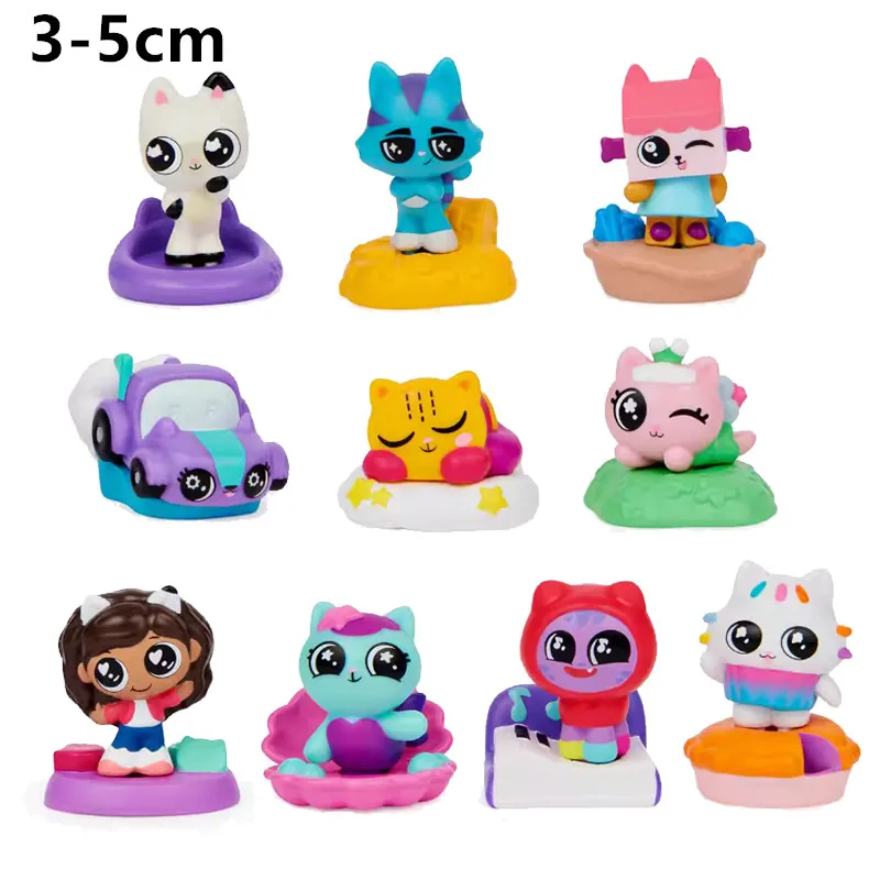 13 pz/set PVC Gabby Dollhouse Figura Giocattolo Mercat Cartoon Animali di Peluche Sorridente Auto Gatto Abbraccio Gaby Ragazza Bambole Per Bambini