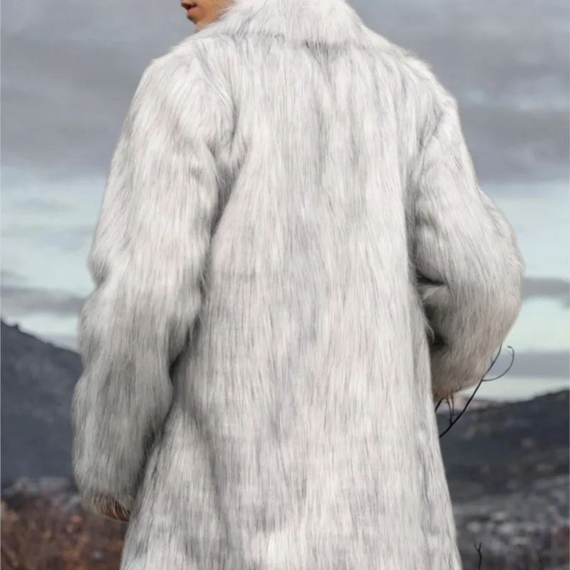 2025 casacos longos fofos de pele de inverno jaqueta outerwear masculino eco-friendly pele sintética topos engrossar manter quente tamanho solto casacos