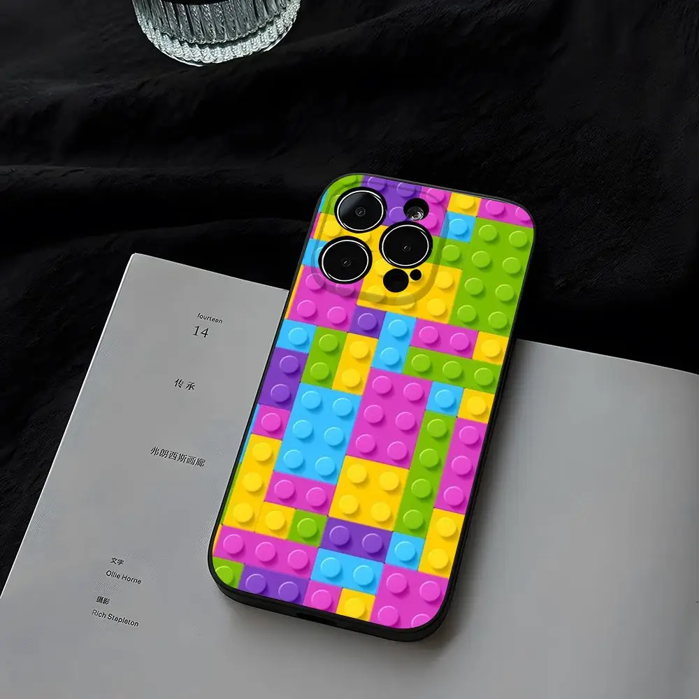 

L-Lego Bricks background Phone Case for iphone 16ProMax 15 11 13 14 Pro Xs Max Mini Xr X 7 Plus Shell Coque