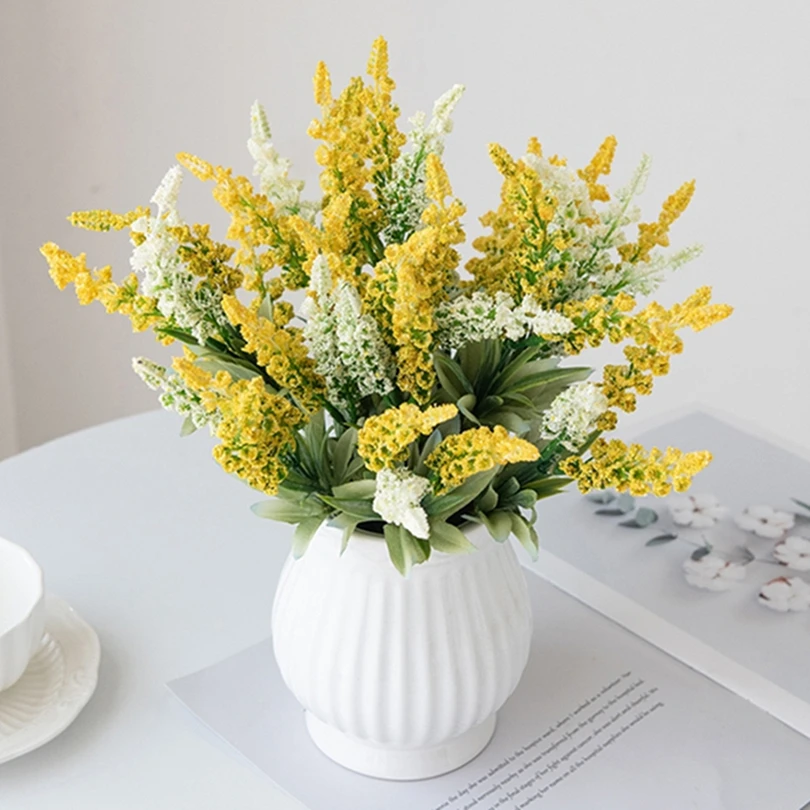 

5pcs Artificial Flowers Plants Lavender Festive Wedding Wreath Home Room Outdoor Courtyard Decor Bride Bouquet Daily Vase Filler