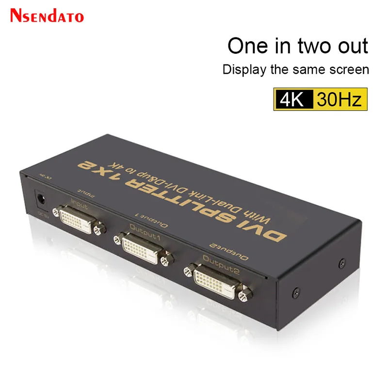 DVI Splitter 1X2 1 in 2 out DVI Switch Switcher 4K 1 DVI-D input و 2 DVI-D Output 2 Port DVI Splitter لشاشة التلفزيون PC #2