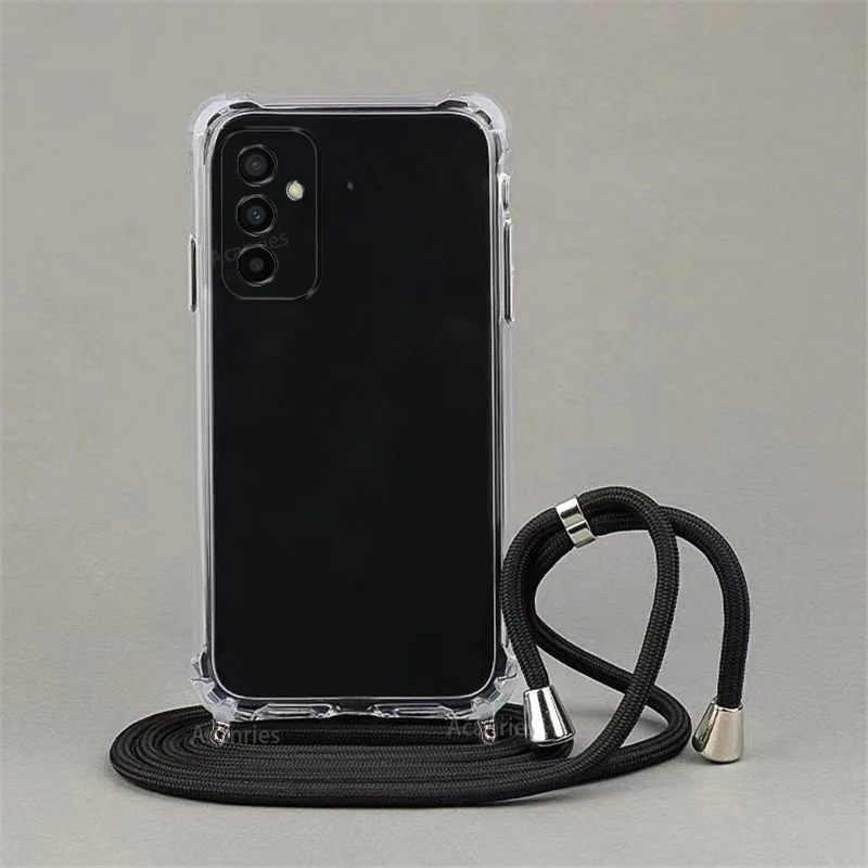 M 54 14 Transparent Crossbody Necklace Lanyard Case For Samsung Galaxy M54 M14 M53 M33 M52 M23 M13 4G 5G Back Cover Coque Funda