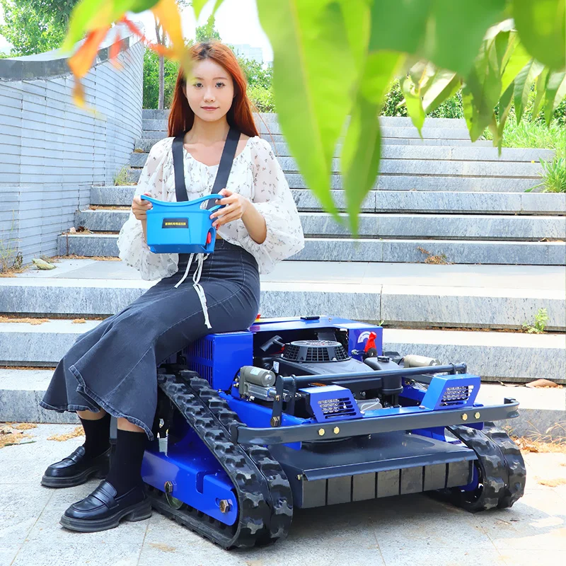 Customized 4-stroke tracked lawn mower CE EPA approved household remote control lawn mower with zero rotation