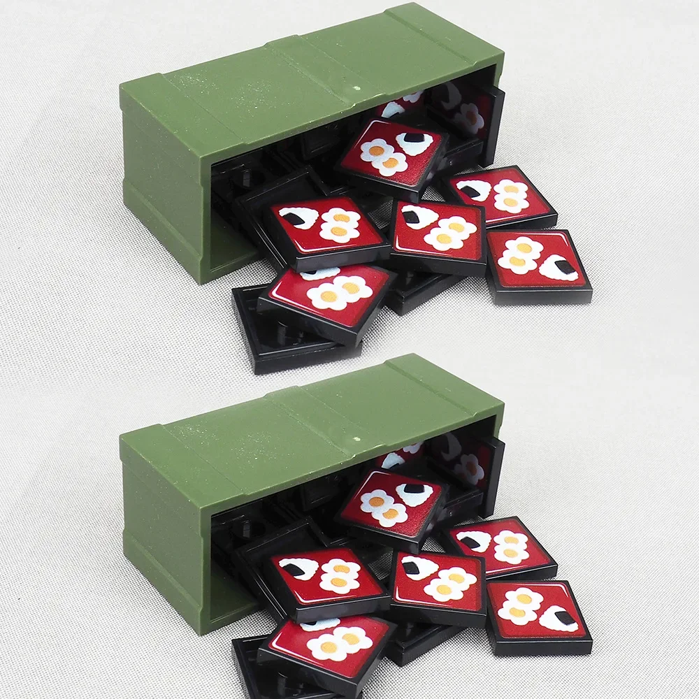 

MOC 10PCS Printed Rice And Vegetable 3068 2X2 Roll Sun Pattern Building Blocks Decoration Bricks Particle Toy Children Kid Gifts