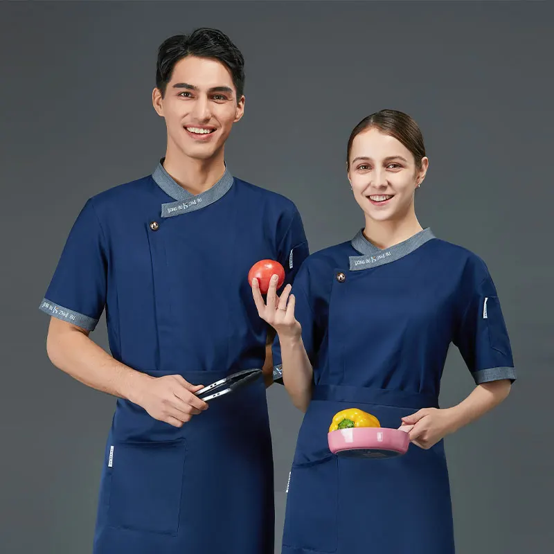 Pizza Chef Uniform Man Kitchen Coat Summer traspirante e confortevole Cook Jacket Restaurant Cooking Uniform Bakery salopette