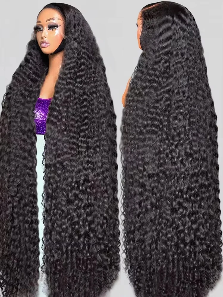 40 46 Inch Deep Wave 13x6 13x4 Lace Front Human Hair Wig 300% Remy Curly Glueless Lace Frontal Wig Human Hair For Black Women