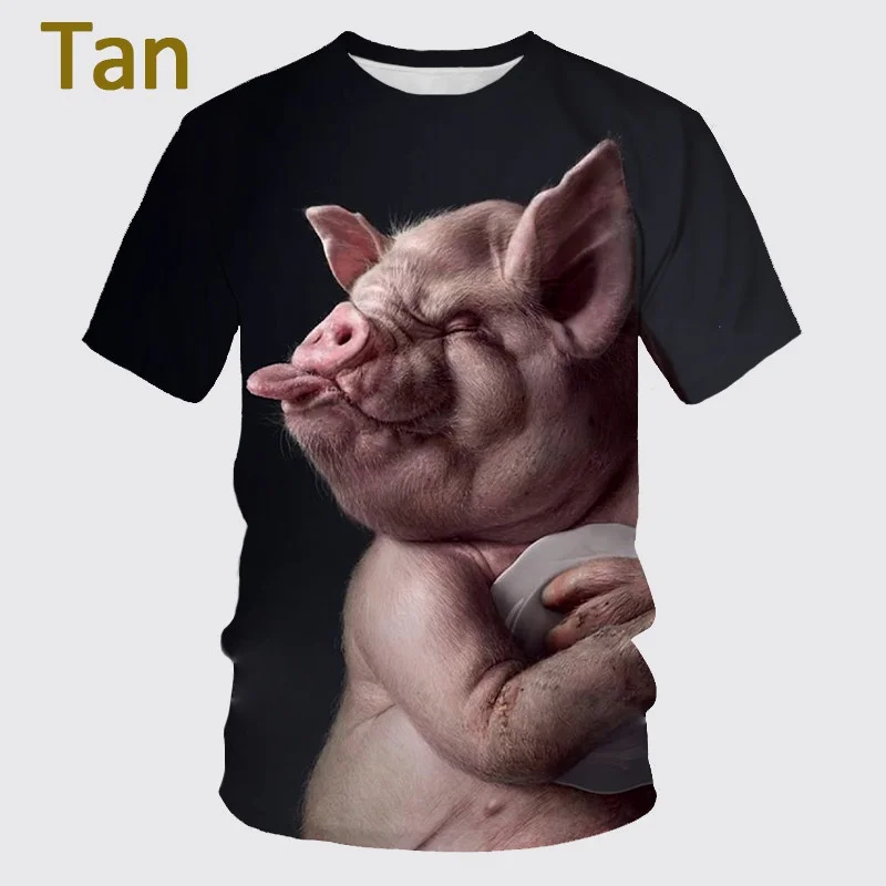 New Fashion Funny Animal Pig 3D Printed Men\'s Casual Short Sleeve T-shirt