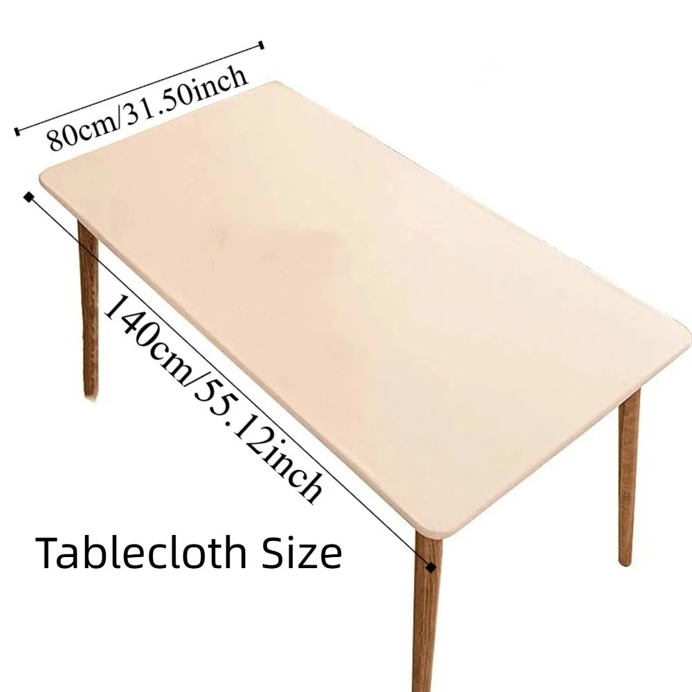 Rectangular Imitation Sheepskin Tablecloth Smooth Full Wrapped Solid Color Table Cover with Straps Anti-Slip