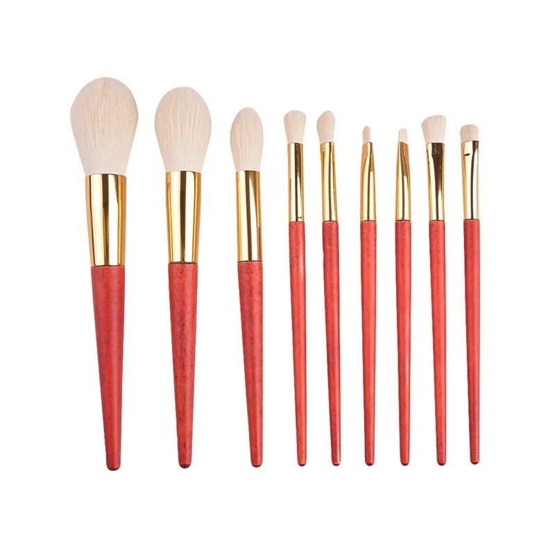 9Pcs Rot Make-Up Pinsel Professionelle Make-Up Concealer Pinsel Lose Pulver Pinsel Lidschatten Highlighter Foundation Pinsel Schönheit Werkzeuge