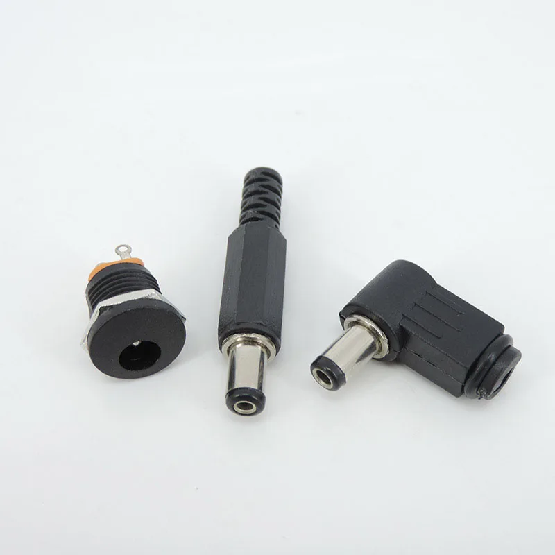 DC-022 5.5-2.1/5.5 x 2.1mm DC Power male Female Socket  DC Male Plug Connector Panel Mounting right angle 90degree 5.5x2.5mm