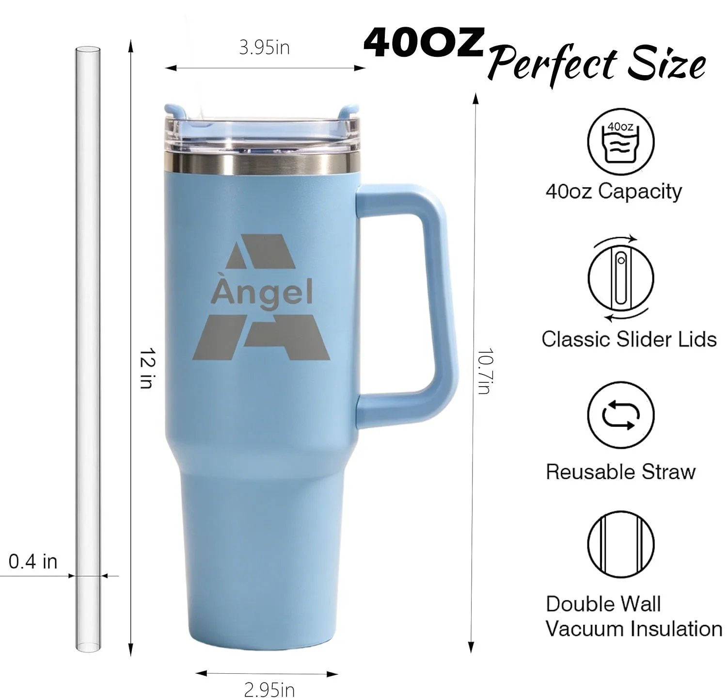 Custom Name Stainless Steel 40oz Tumbler with Handle,Insulated Travel Coffee Mug Gifts for Dad Father's Day Christmas Birthday