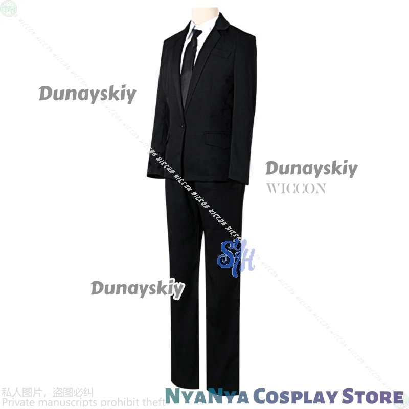 ชุดคอสเพลย์โรลันด์จากอนิเมะเกม Library of Ruina เสื้อโค้ทสีดำ กางเกง เนคไท หน้ากากสยองขวัญ ถุงมือ สำหรับงานปาร์ตี้ฮาโลวีน คริสต์มาส และคอสเพลย์