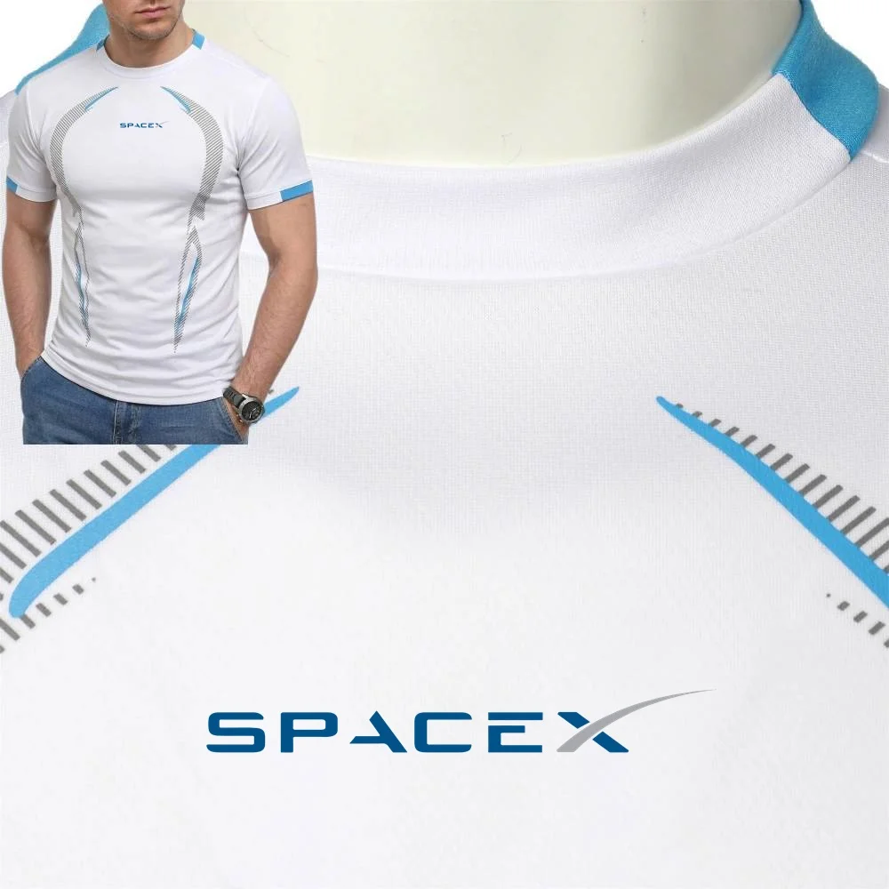 Summer SpaceX Rocket Men's Thin Compression T-Shirt High Stretch Muscle Fit Quick Dry Breathable Sports Tee Sun Protection