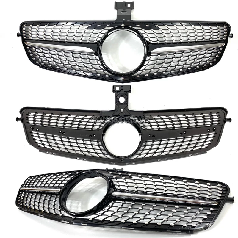 1 Stuks Voorbumpergrille Voor Mercedes Benz C Klasse W204 2008-2012 2013 2014 Gemodificeerde Zwarte Abs Diamond Racing Grills Auto Styling