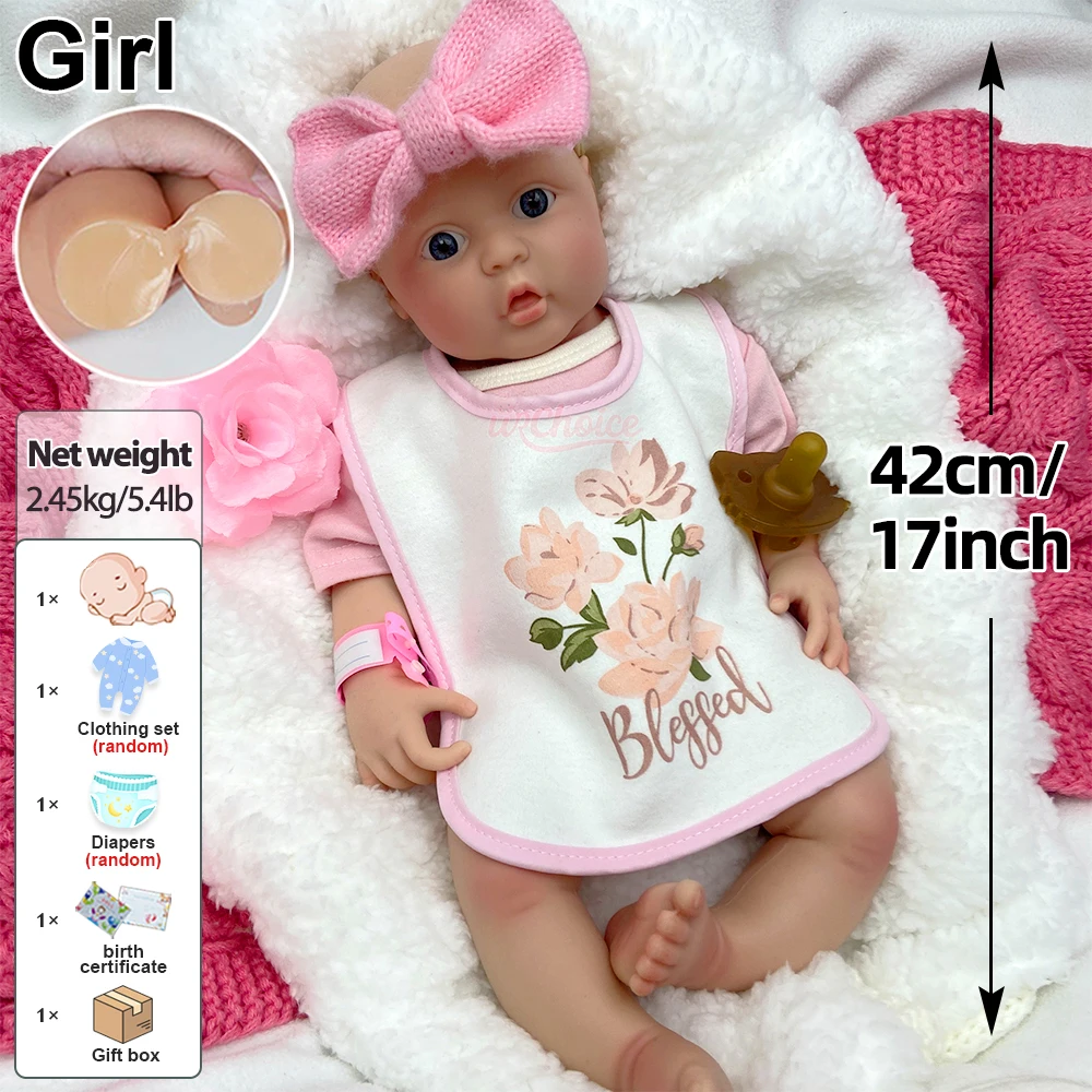 ตุ๊กตาซิลิโคนนุ่มเหมือนจริง ขนาด 17 นิ้ว เด็กผู้หญิงแรกเกิด พร้อมผิวสัมผัส 3 มิติ ทำมือ ล้างทำความสะอาดได้ ของเล่นเพื่อนเล่น ของขวัญคริสต์มาส