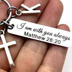 I Am Always with You Stainless Steel Laser Engraved Keychain Scripture Gifts Quote Bible Verse Gift Christian Jewelry