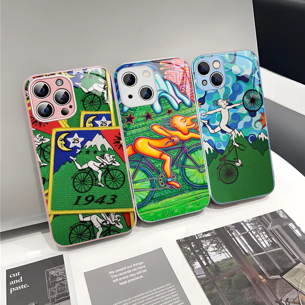 LSD - Albert Hofmann - Bicycle Day Phone Case Tempered Glass For Iphone 14 13 12 11 Pro Mini XS MAX 14Plus X XS XR Cover