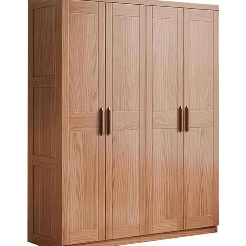 

Nordic log style ash wood solid wood wardrobe household bedroom e****mical storage storage