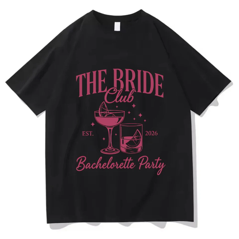 The Bride Club 2026 Bachelorette Party T-ShirtCocktail Graphic Bridal Shower Tee Engagement Party Top for Bride to Be Gifts