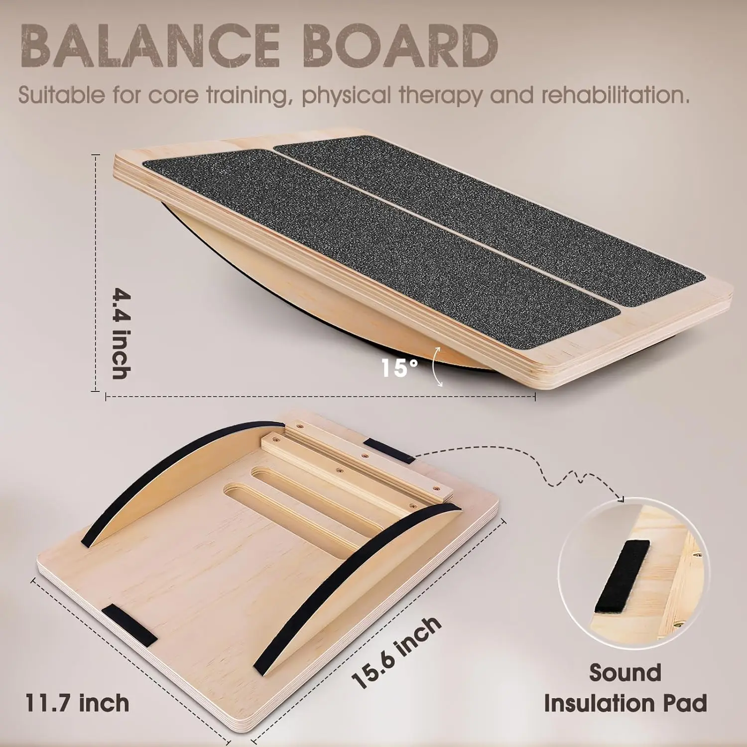 

2-in-1 Foldable Wooden Balance/Slant Board Eco-Friendly 4-Level Incline Calf Stretcher
