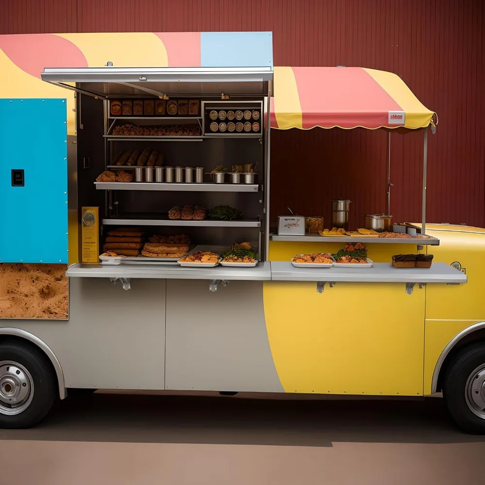 48 Inch by 12 Inch Stainless Steel Folding Concession Shelf for Food Serving at Drop Down Windows