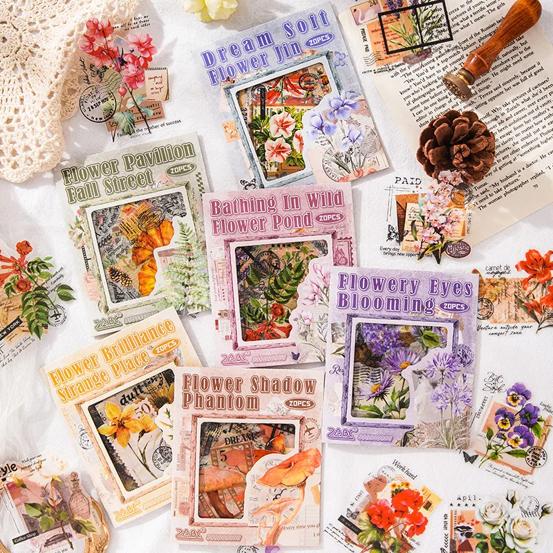 20pcs/1lot Kawaii Stationery Stickers First Encounter with Flower Language Diary Decorative Stickers Scrapbooking Craft Stickers