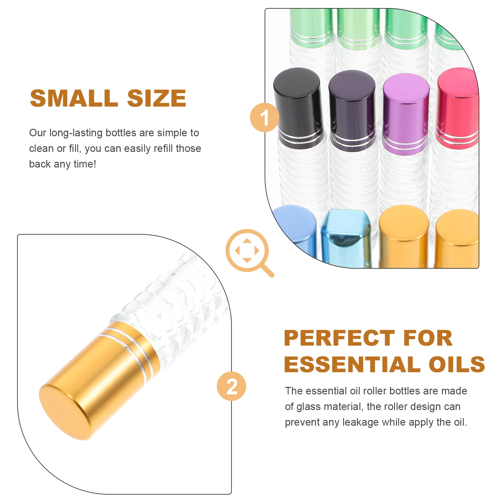 

12 Pcs Roll-on Bottles Essential Oil Roller with Cap Perfume Kit Glass Sub-packaging