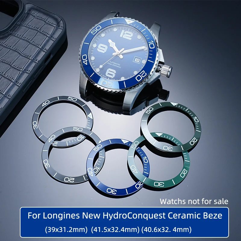 Inserto de bisel de cerámica de 39/40,6/41,5mm para Longines, nuevo bisel de cerámica HydroConquest L3.781, bisel para hombres, anillo de escala numérica de 41/43/44m