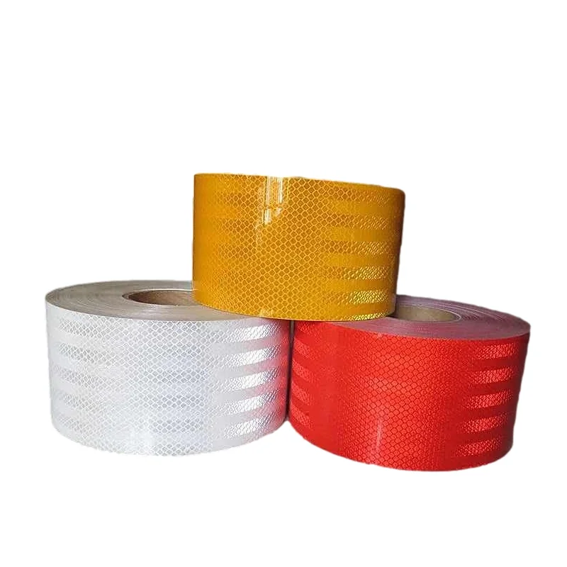 High Visibility PET Micro Prismatic Reflective Tapes 10cm*5m White Fluorescent Yellow Waterproof Adhesive Reflectors For Trailer