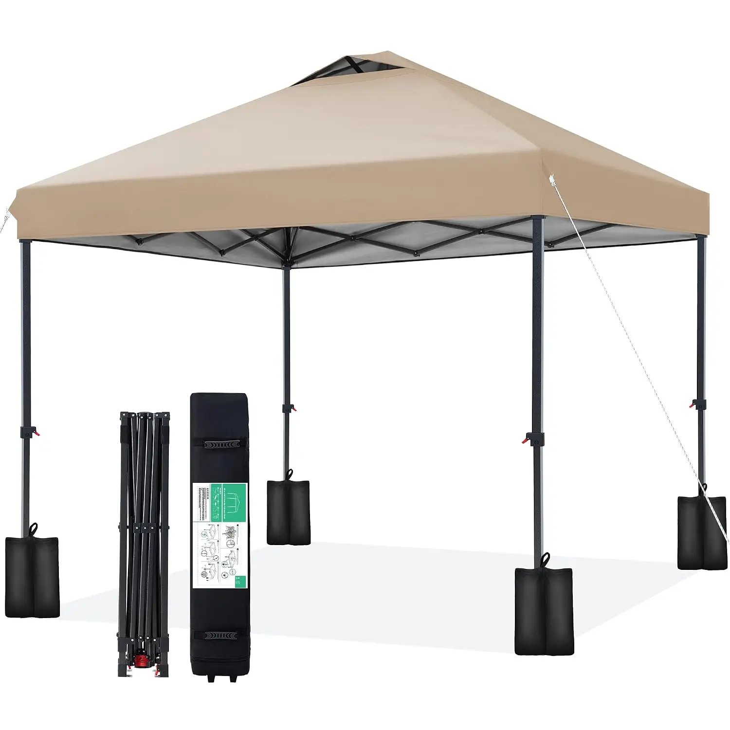 10x10 Pop Up Canopy Tent, Easy Up Outdoor Market Canopy, Beige