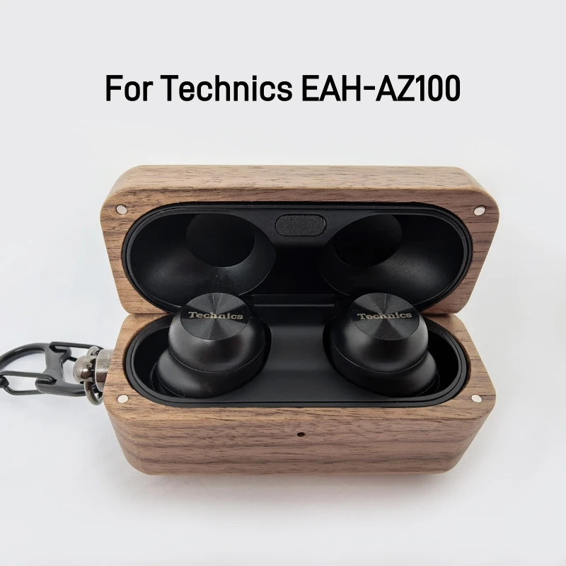 For Panasonic Technics EAH-AZ100 Solid Wood Walnut Protective Case Wireless Bluetooth Headphone Charging Box Cover Hard Sleeve
