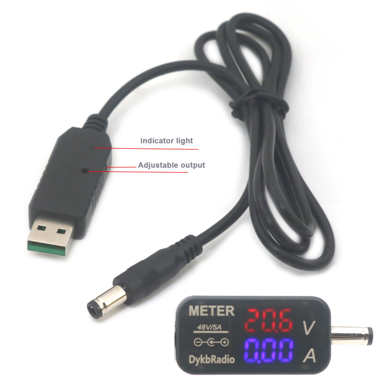 30W 8A USB Boost Cable Power Conversion + 5525 5521 DC Voltmeter Ammeter 5V 9V 12V 15V 19V 20V LED Digital Voltage Current METER