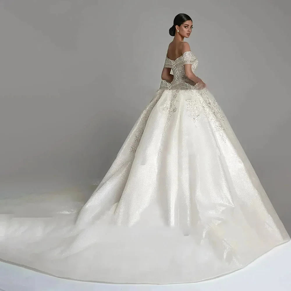 2024 exquisito vestido de novia vestido de novia con hombros descubiertos vestido de novia con lentejuelas y cuentas vestidos de princesa hechos a medida personalizados