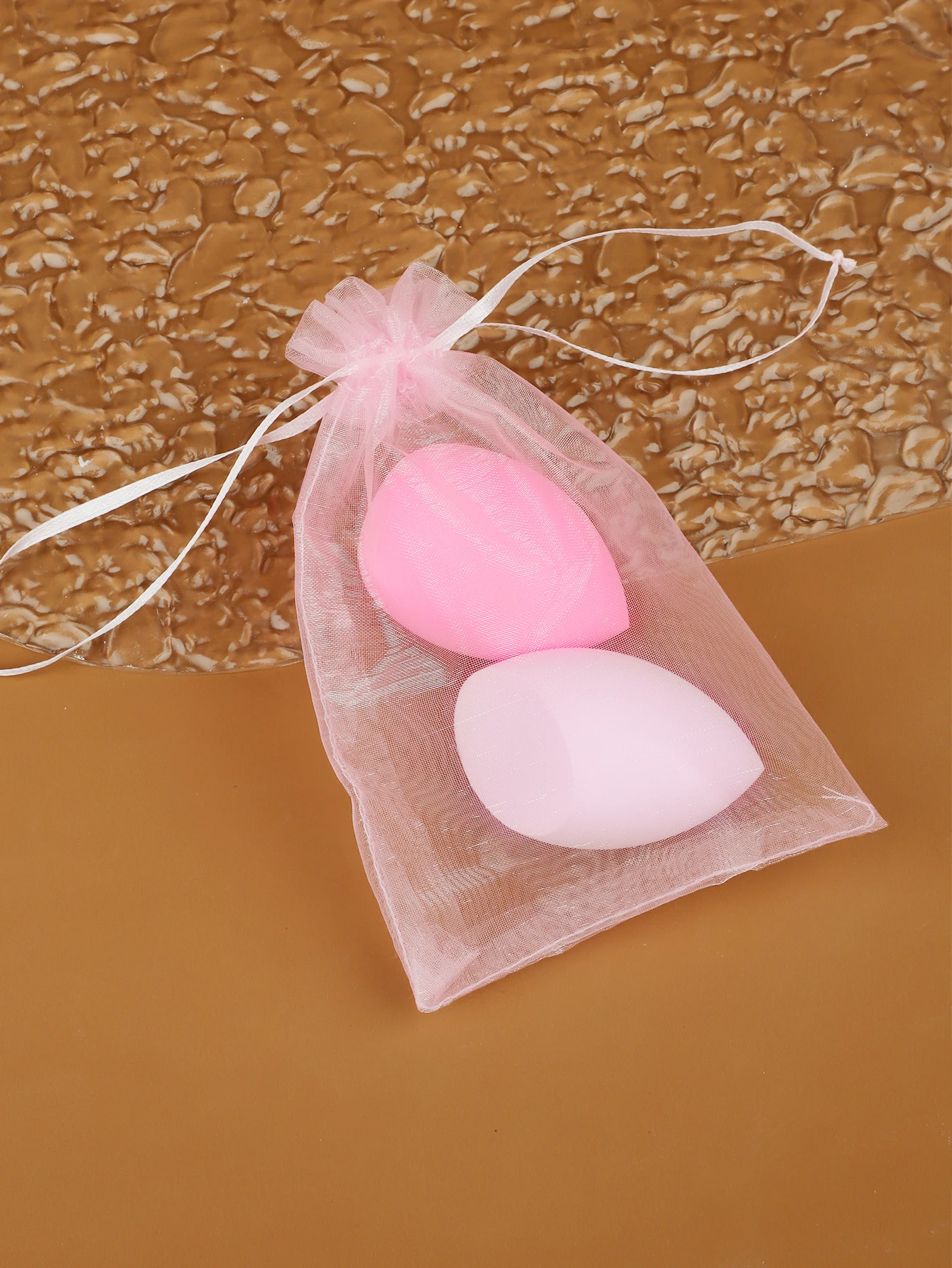2-Pack Water-Activated Beauty Sponges That Expand in Water Without Absorbing Powder + Convenient Storage Mesh Bag