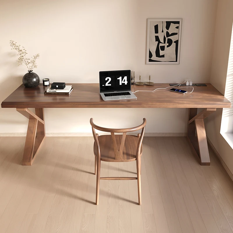 

Medieval style solid wood double desk against the wall Long home e-sports table Student writing study table Office computer desk