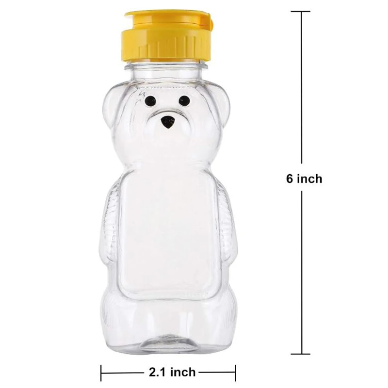 20Pcs 240ml Plastic Bear Honey Bottles Jars Honey Containers Dispenser Squeeze Bottle Juice Bottle with Leak Proof Flip-Top Caps