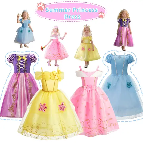 Fantasia de Halloween, Natal, Aniversário e Carnaval, Vestido de Cinderela, Rapunzel e Bela, Fantasia de Princesa para Crianças
