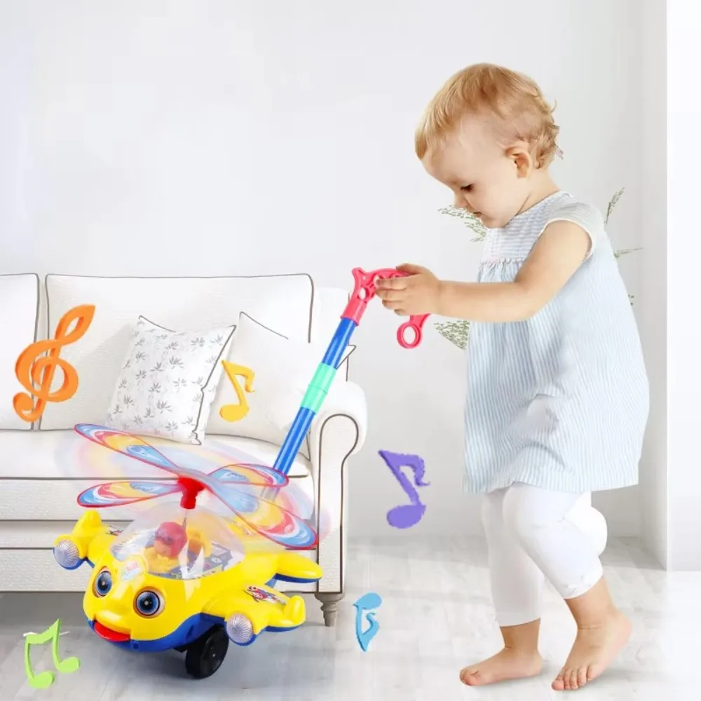 Interactive Baby Walker Toy with Bell Gifts Children's Hand Push Airplane Detachable Toddler Walking Toys