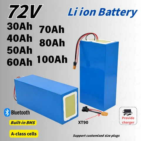 NEW-72V High Capacity Lithium-Ion Battery Pack with Bluetooth BMS - 40Ah to 100Ah Power Options 40A to 100A Current Range 3000W