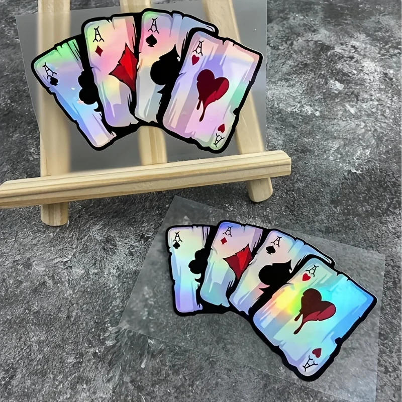 

Poker Reflective Helmet Sticker PVC Laser Waterproof for Tank Bumper Trunk