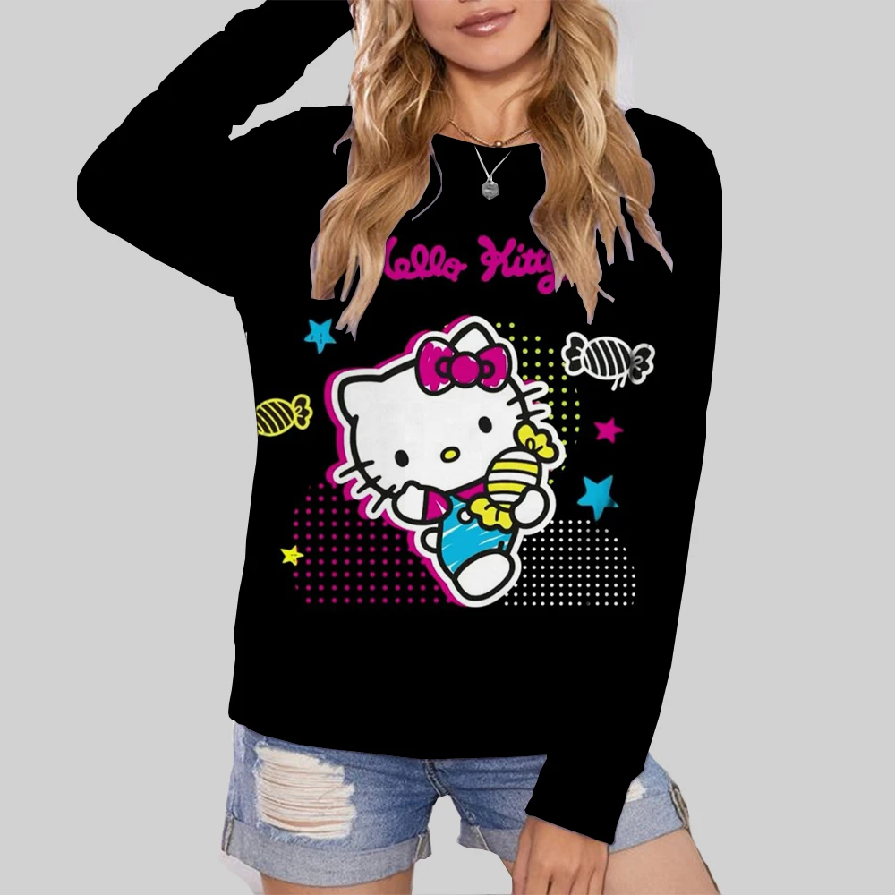 Streetwear Hoodies HELLO KITTY Printed Women Sweatshirt Autumn Winter Long Sleeve Harajuku Pullovers Hooded Sweater sudadera