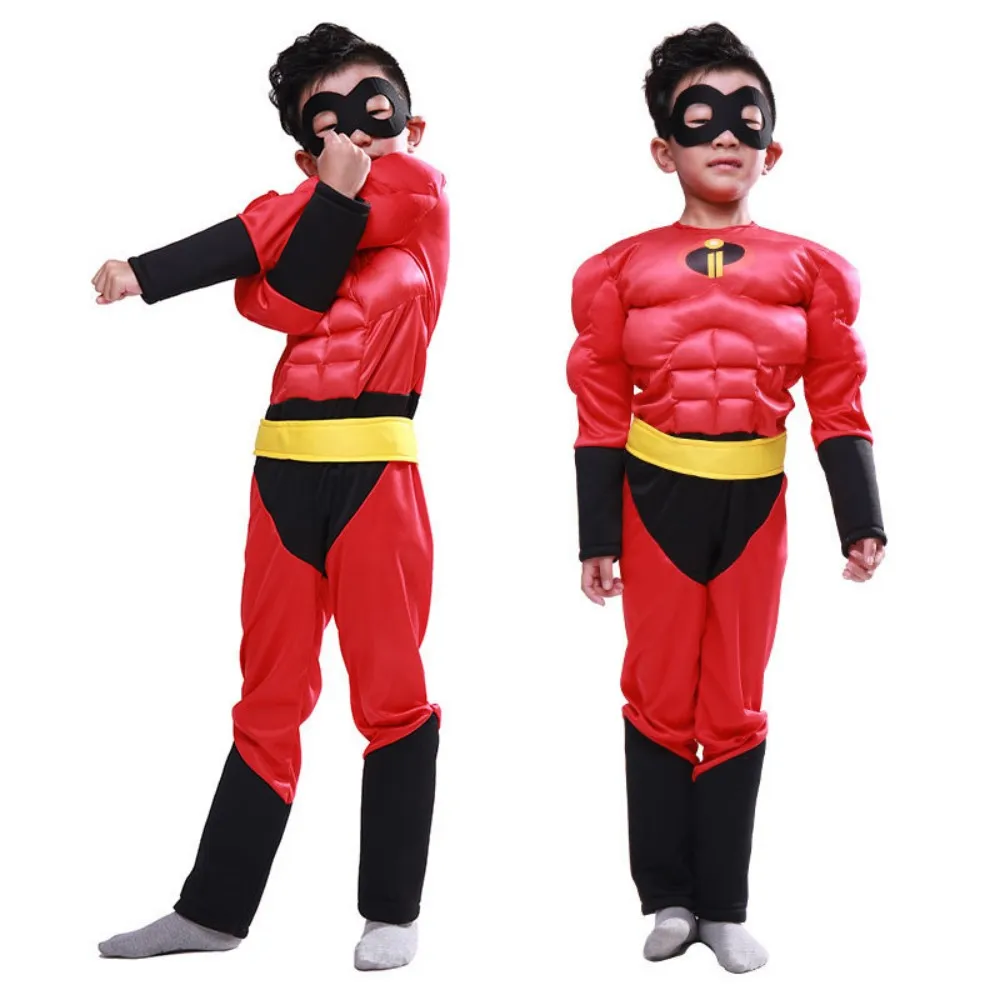 The Incredibles 2 Dash Muscle Costume Super Hero Jumpsuit with Chest Muscle Hero Bodysuit with Mask for Halloween Party Suit view 3