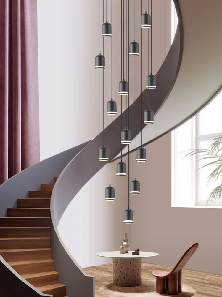 

LED Modern Staircase Chandelier Villa Living Room Suspended Ceiling Light Kitchen Pendant Light Dining Room Decorative Light