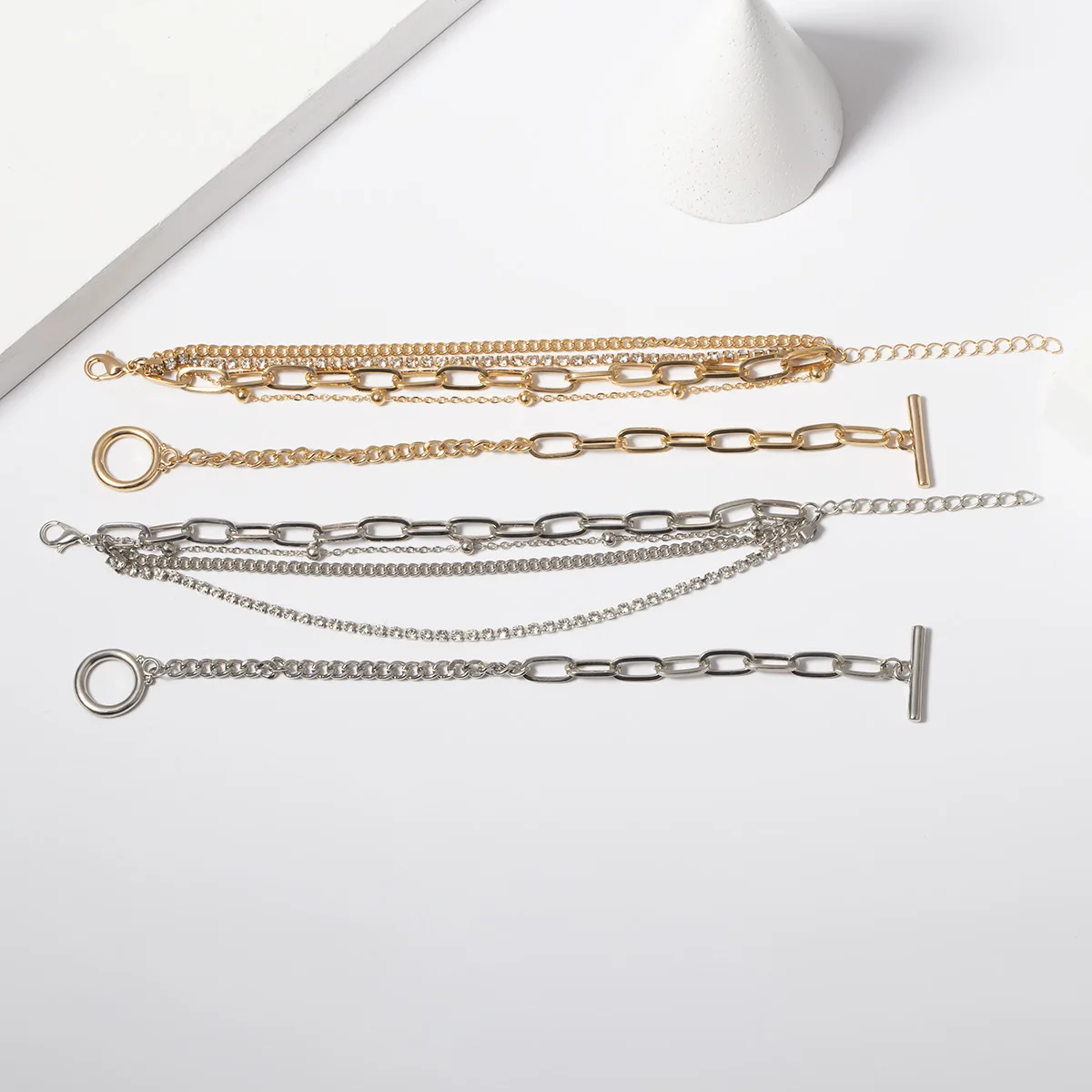 أزياء متعدد الطبقات سوار لفتاة الهندسة الخرزة أساور وقلادة مجموعة Pulseras Mujer Jewelry #5