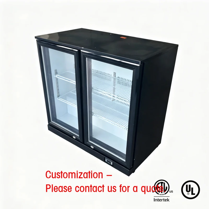 custom.America Certified Double Door Single-Temperature Cooling Glass Beverage Cooler Refrigerator Freezer Adjustable Thermo