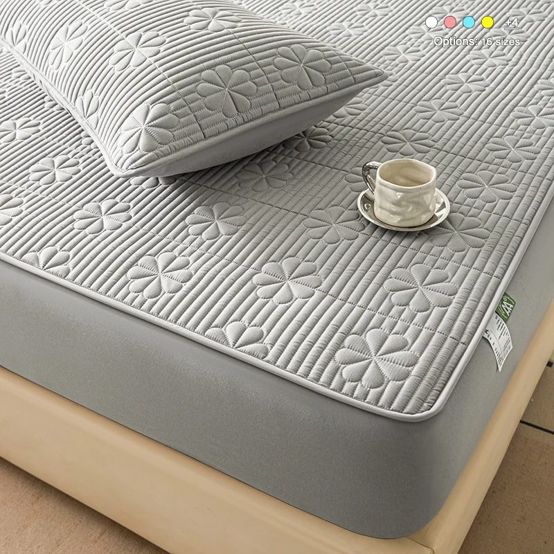 Waterproof Quilted Mattress Protector Mattress Cover, Antibacterial Anti-Dust Mite Hypoallergenic Noiseless Bed Pad Cover