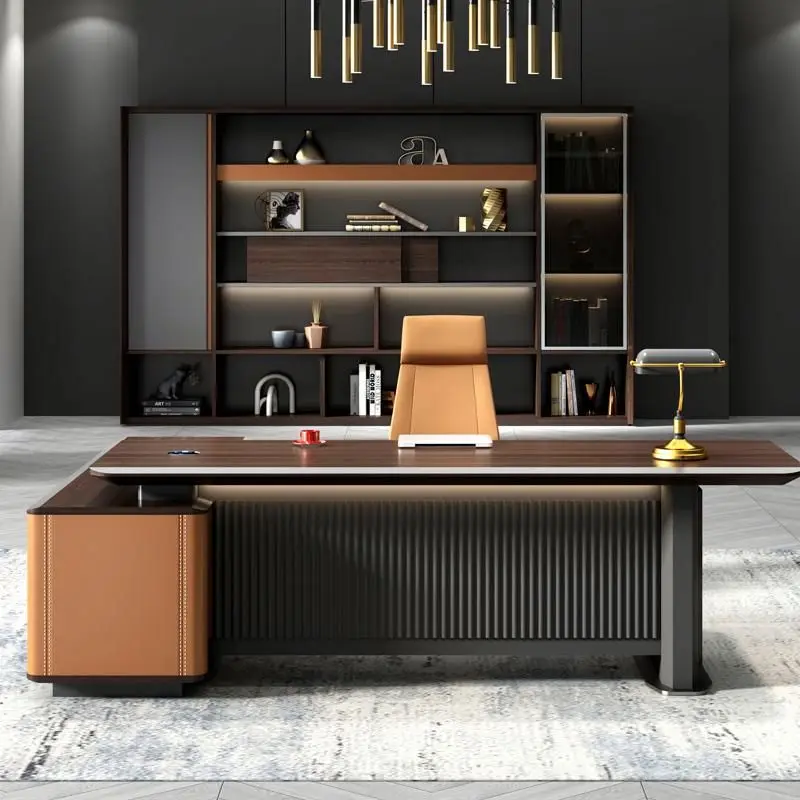 

*Boss CEO Executive Commercial Office Desk-Modern Wooden & Melamine Modular Durable Eco-Friendly RuiTong Luxury Desk