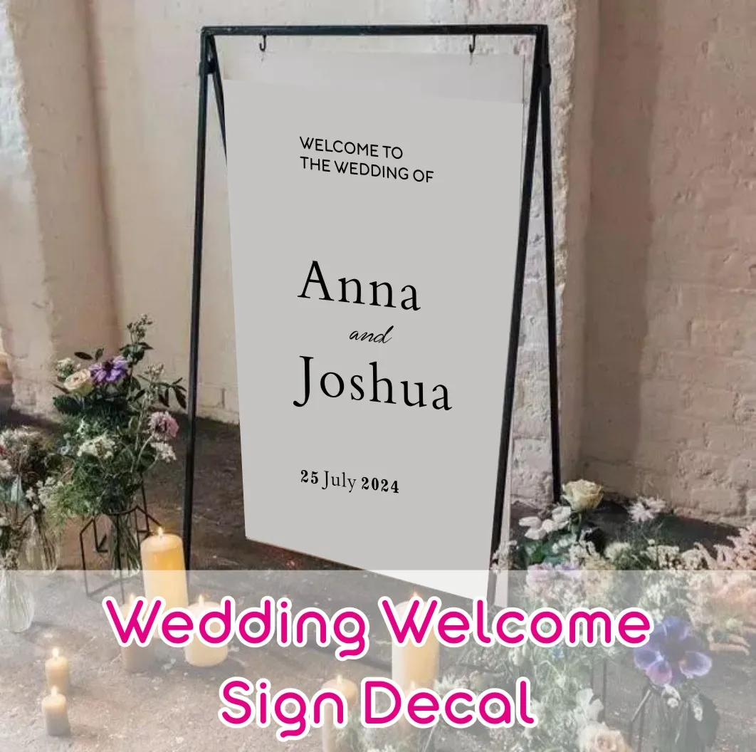 

Modern Minimalist Wedding Welcome Sign Decal Personalized Custom Names And Date Sticker Wedding Party Decoration Vinyl Mural