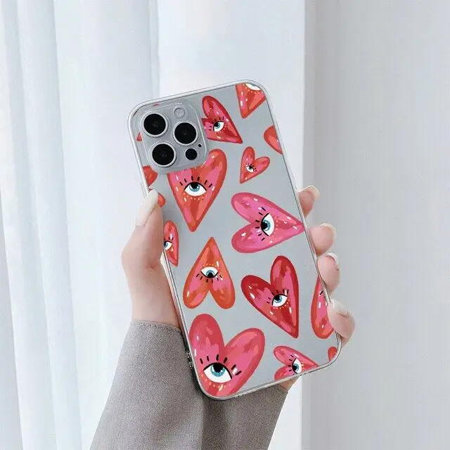 Coque de téléphone Blue Evil Eye, Lucky Eye, Coque transparente pour iPhone 16, 15, 14, 13, 12, 11 Pro, XS MAX, 7 Poly, 8, 7 Plus