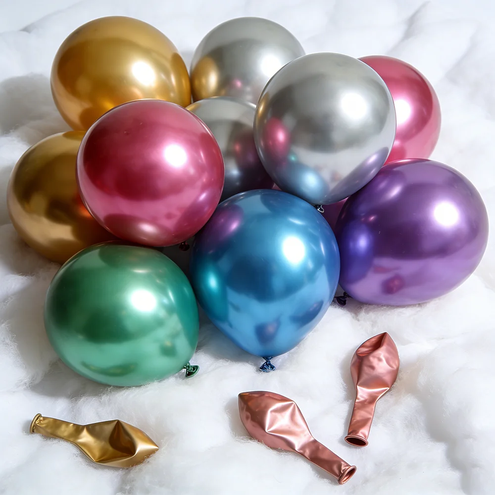 

50pcs High Gloss Balloons Gold Silver Red Green Purple Blue Shiny Latex Balloons for Birthday Party Decoration Wedding Decor